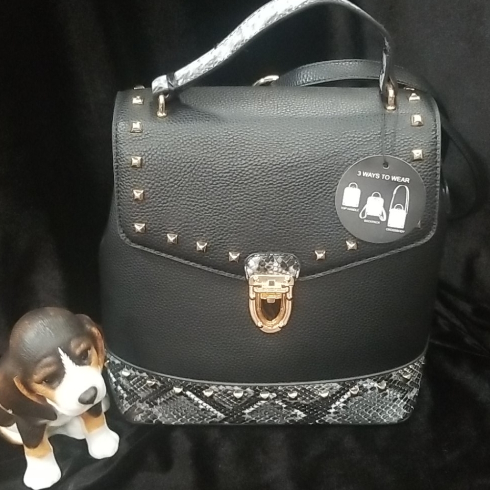 Deluxity Black Purse Tote,Backpack,Cross Body